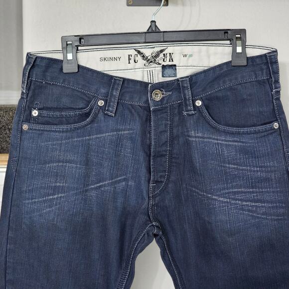 FCUK Jeans French Connection UK Button Fly Skinny W30 Dark Wash New Without Tags - Picture 2 of 16